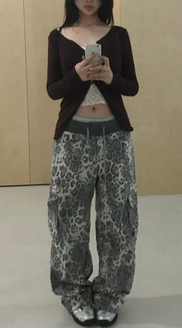 Leopard print cargo pants