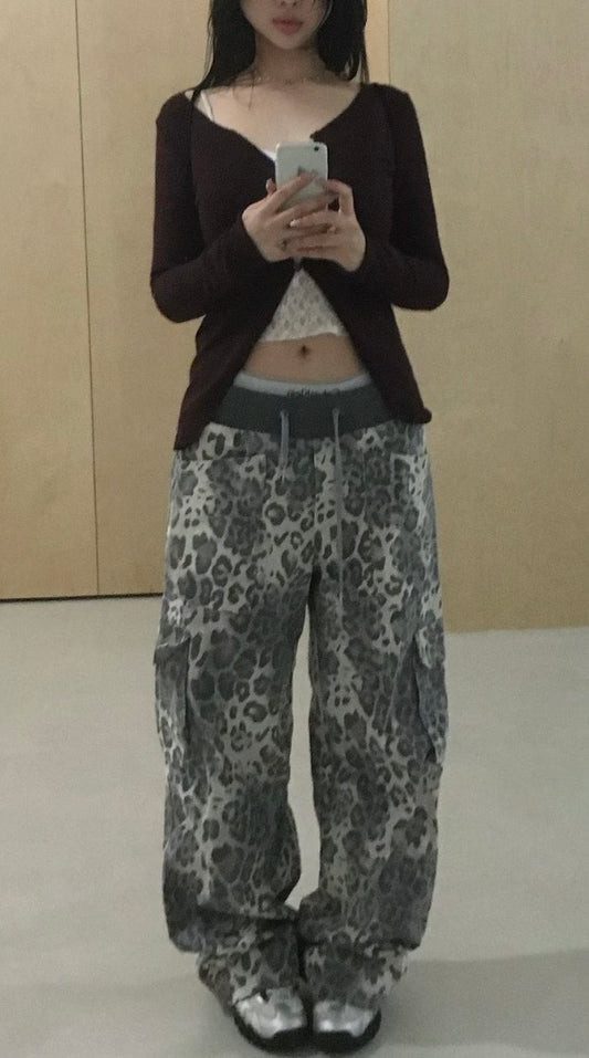 Leopard print cargo pants