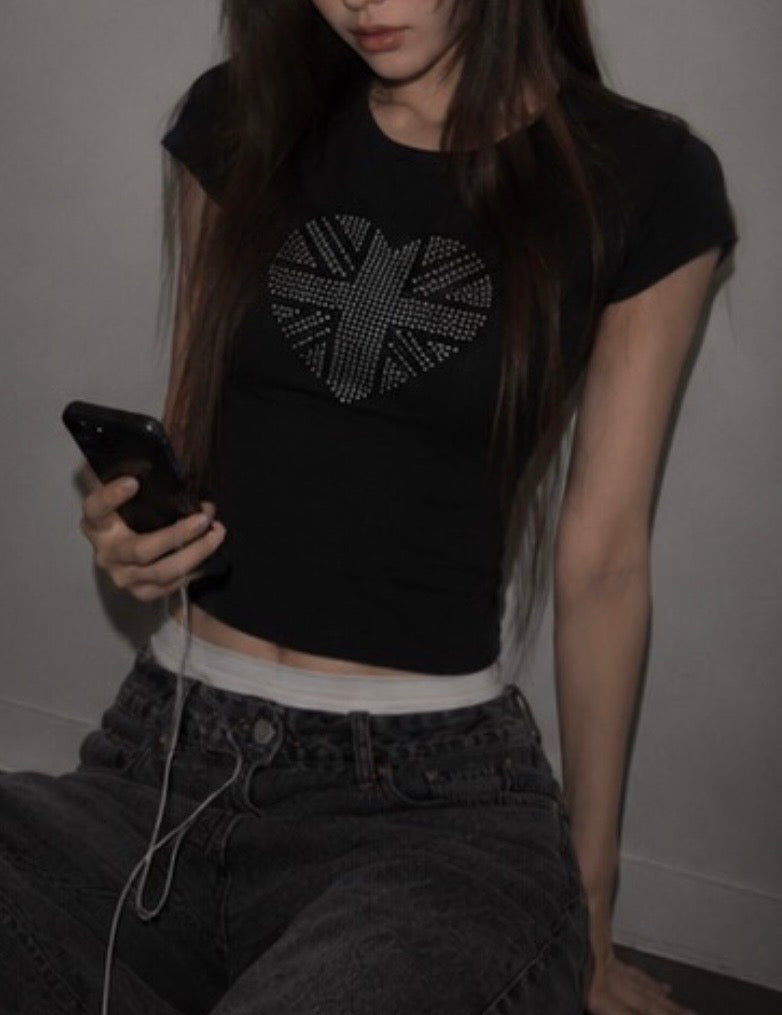 Bling heart tshirt💜