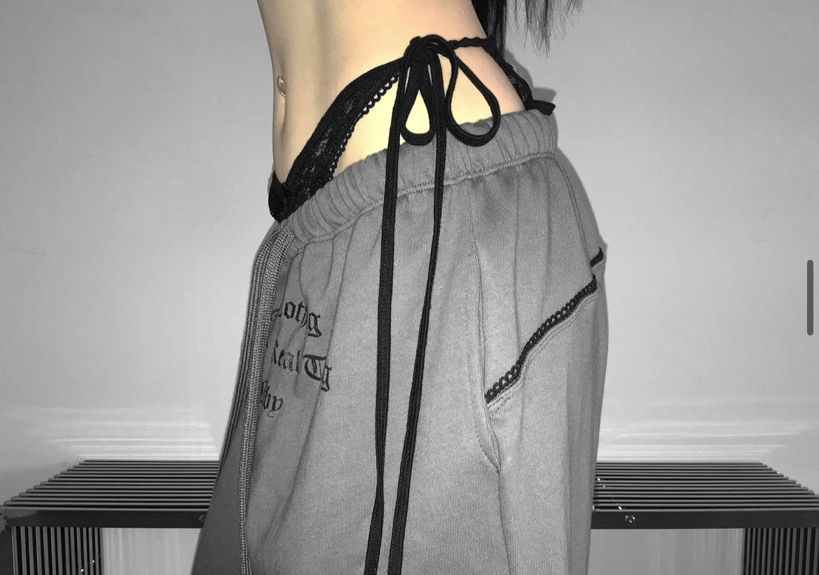 火辣辣☄️lace drawstring sweatpants✨