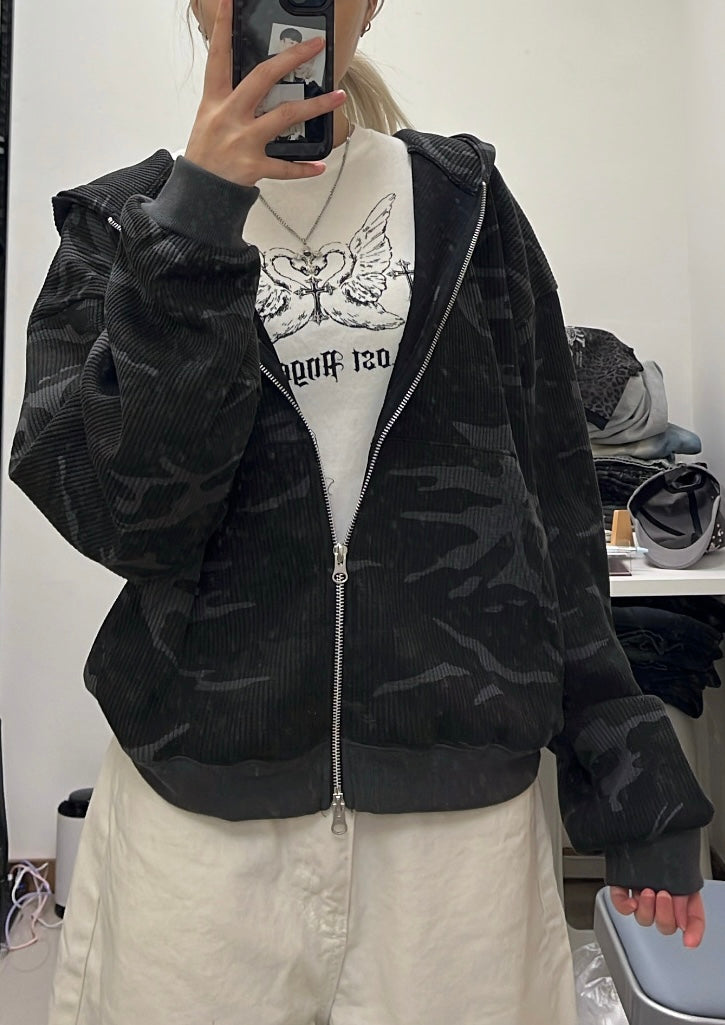 Camo zip-up hoodie🍂