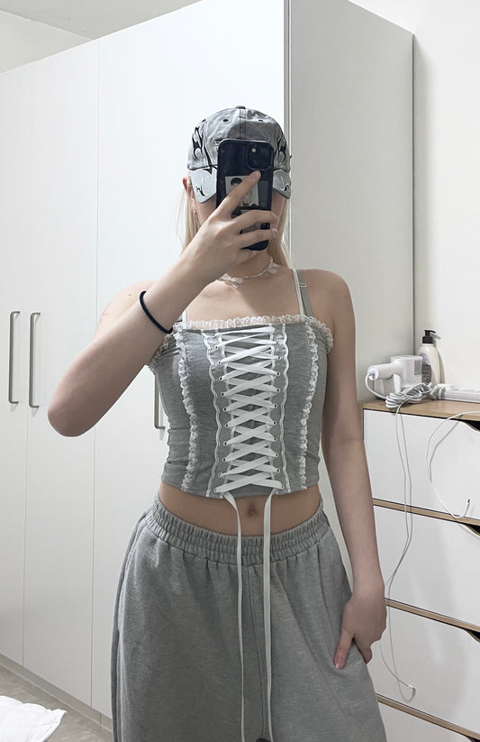 Lace-up crop top🎀