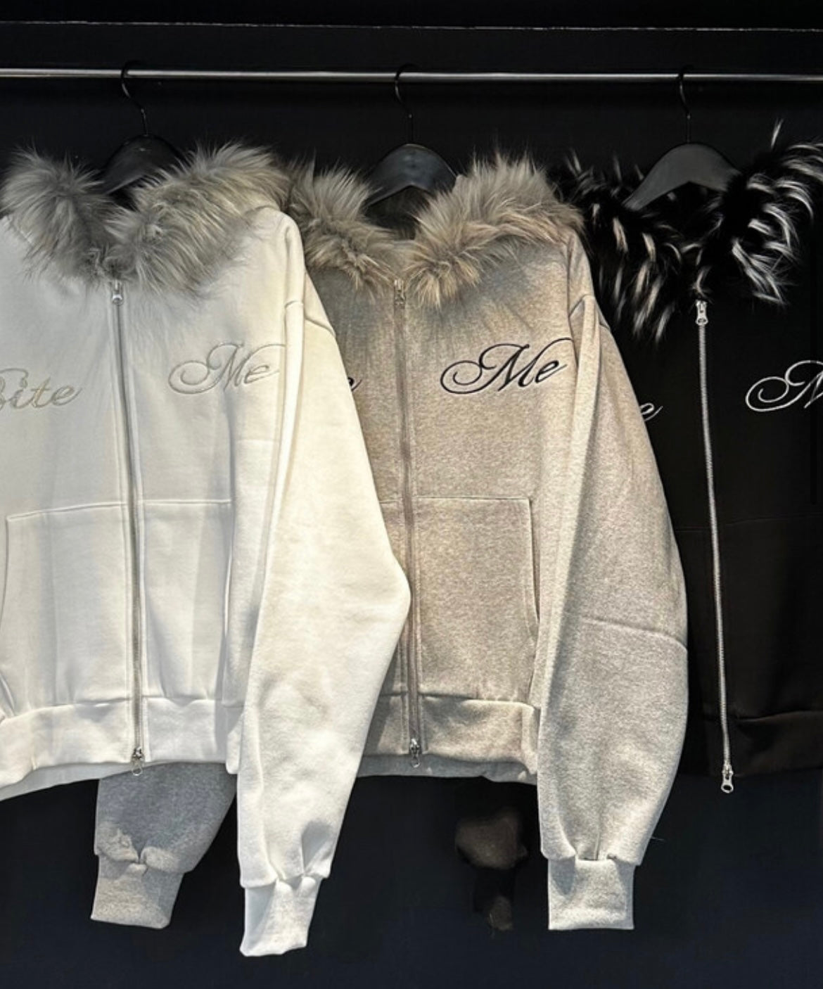 Bite me fur hood zip-up