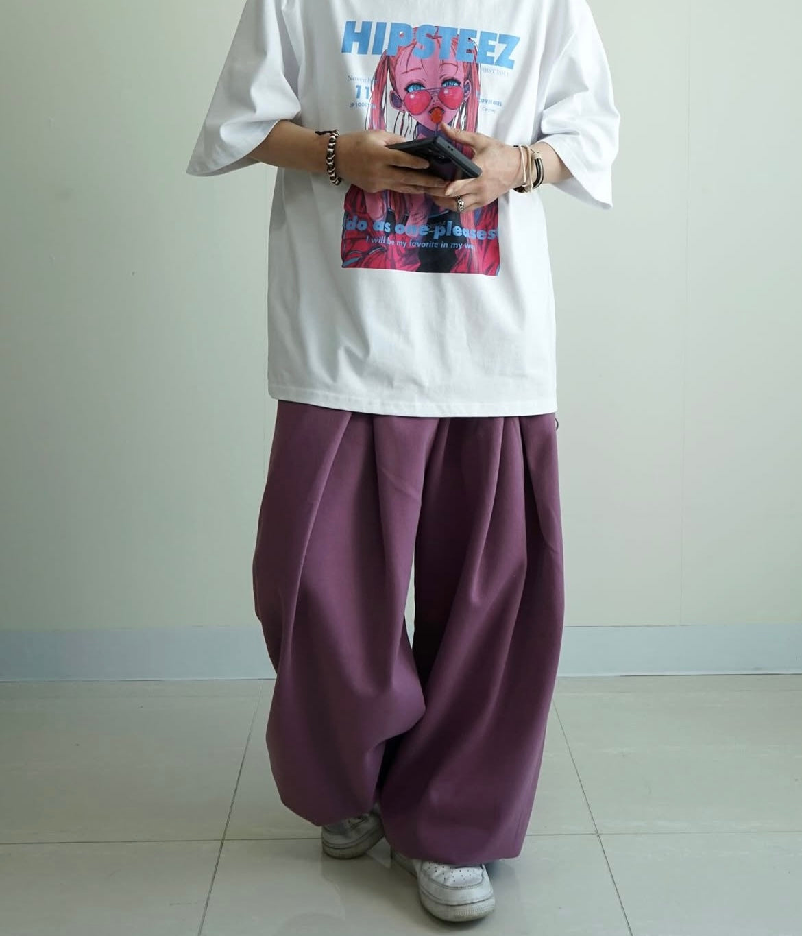 Pleated flowy sweatpants💜(棉褲版💜）