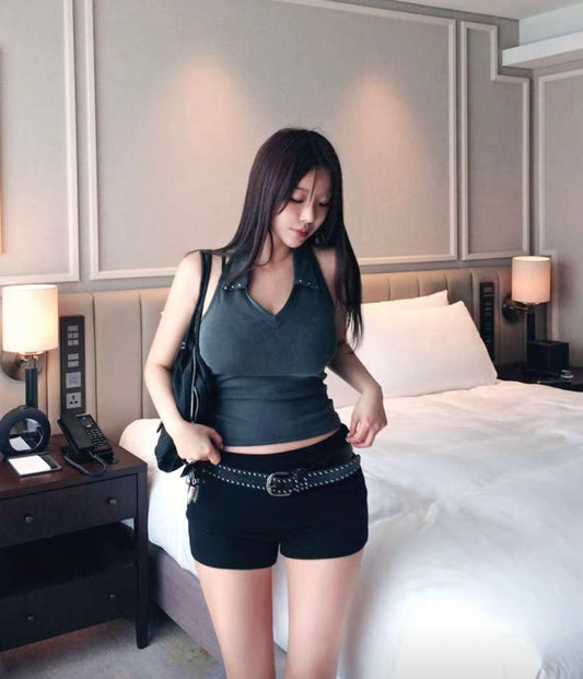 Soft folded waist shorts👅