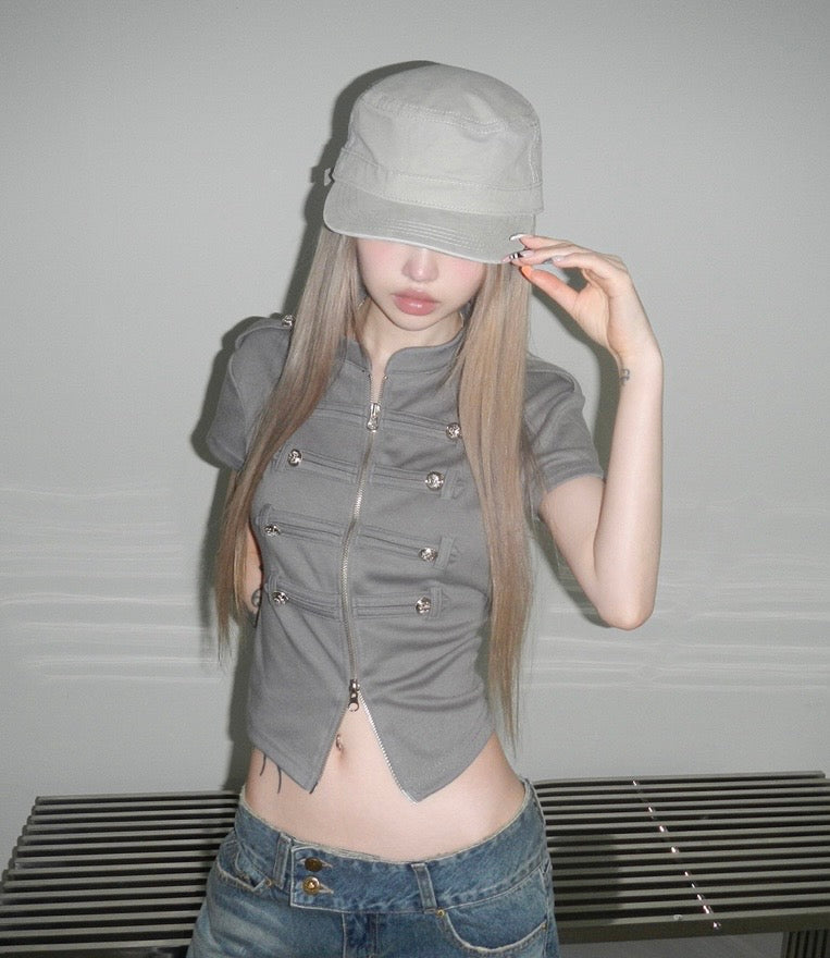 Napoleonic-style military zip-up top