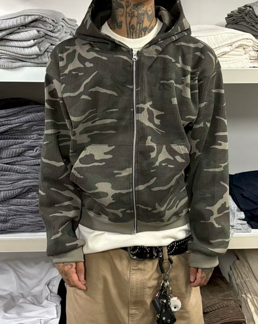 Camo zip-up hoodie🍂