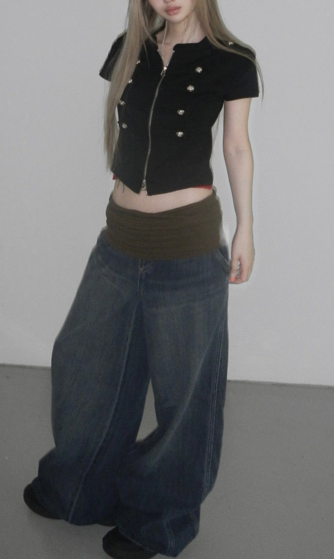 Napoleonic-style military zip-up top