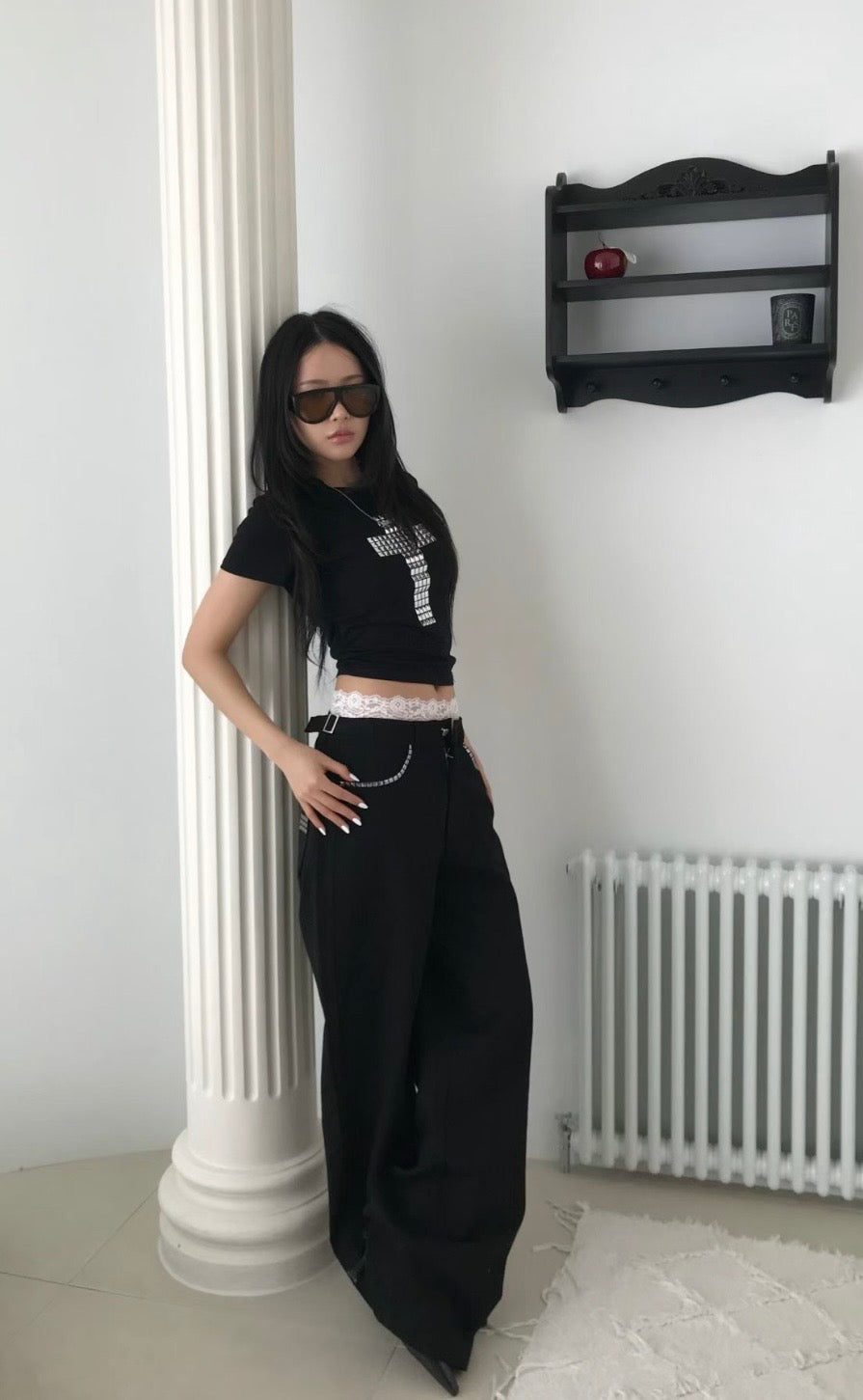 Rhinestone square crop top✝️