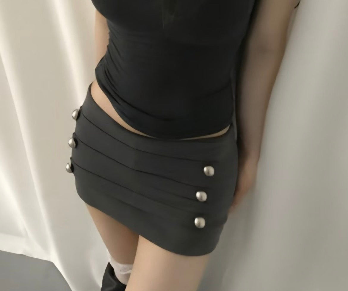 Napoleon-style studded skort