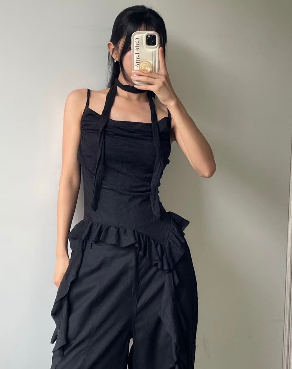 Lace-up layered camisole🐾