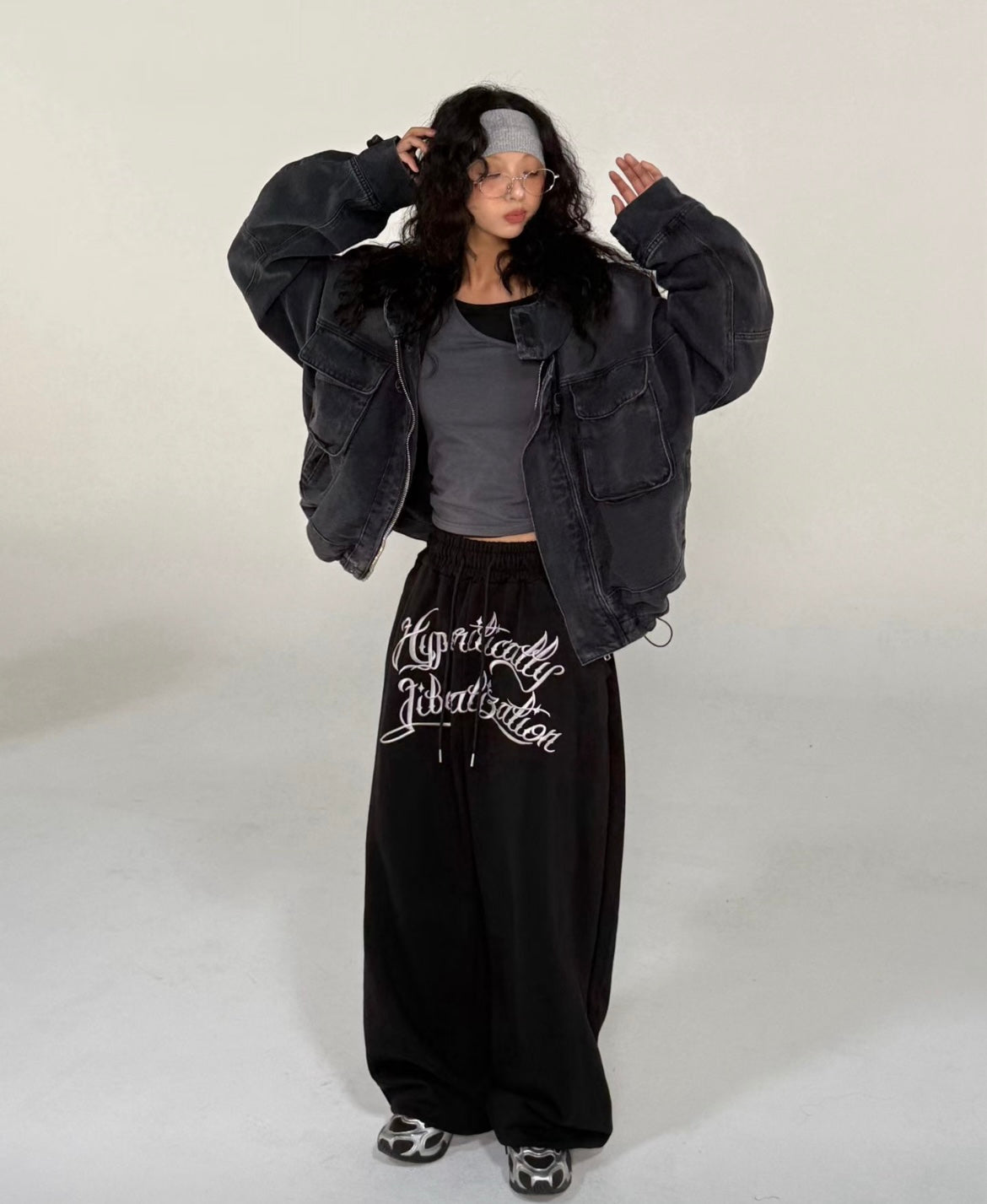 Embroidered cotton sweatpants